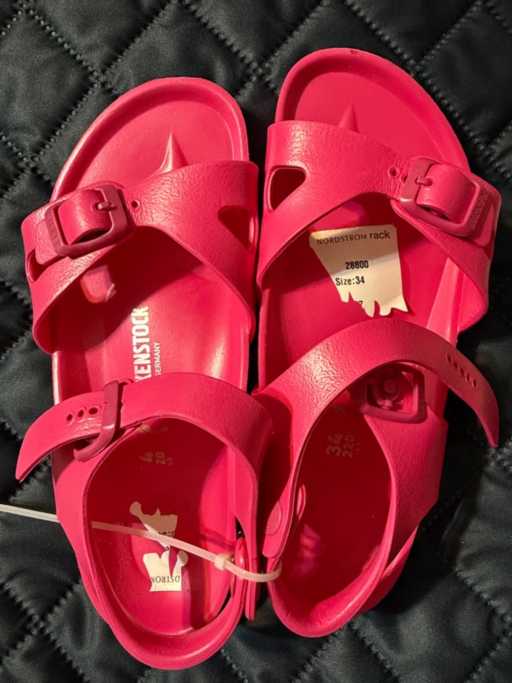 New! Birkenstock Kids Bright Pink EVA Two-Strap Sandals